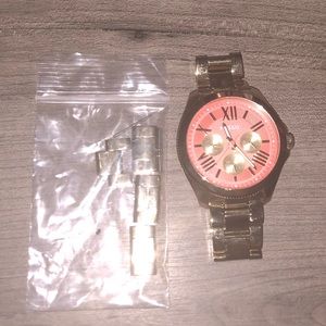 Orange face Fossil watch